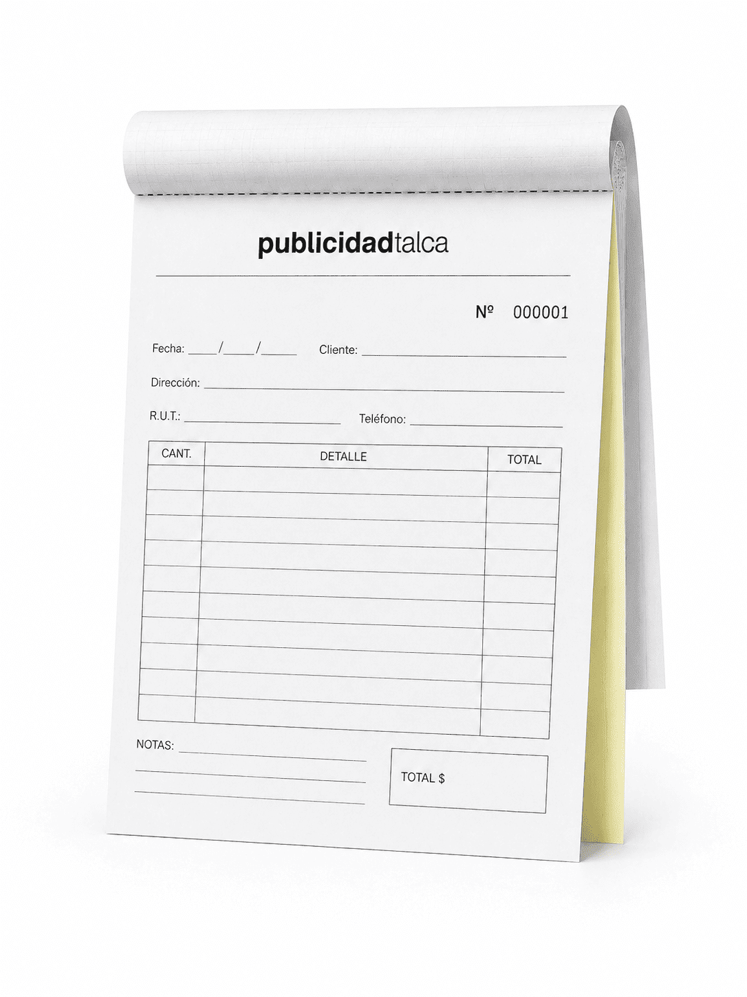 Talonario autocopiativo blanco y negro